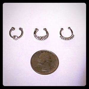Set of 3 Faux Septum Rings
